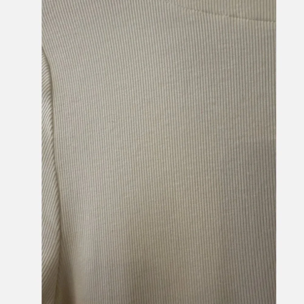 Free People Ribbed Cream Cowl Drape Neck Fitted Stretch Mini Dress size M